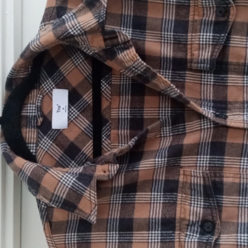TNA Aritzia Plaid Flannel shirt Size M